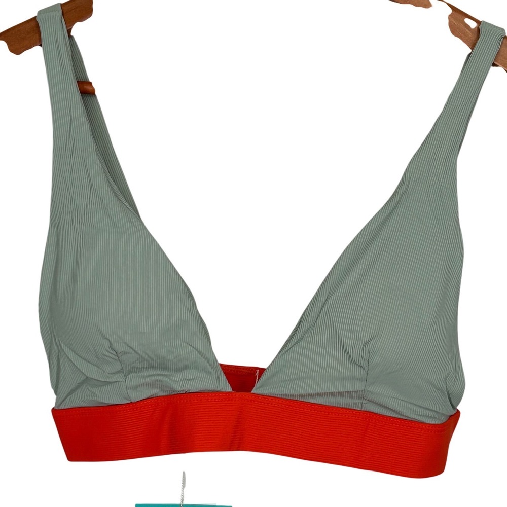 Kelly Cahill Collection Ribbed Bikini Swimsuit Top Padded w/Adjust Strap L NWT